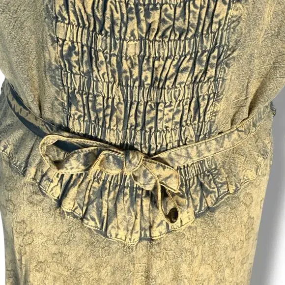 Vintage 90s Brown Boho Embroidered Crinkle Maxi Sleeveless Sundress Plus Size 1X - Picture 7 of 11